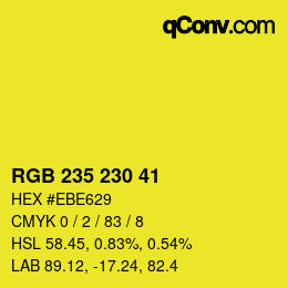 Color code: RGB 235 230 41 | qconv.com