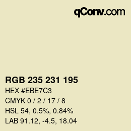 カラーコード: RGB 235 231 195 | qconv.com