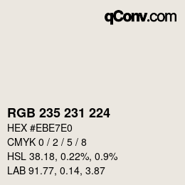 Código de color: RGB 235 231 224 | qconv.com