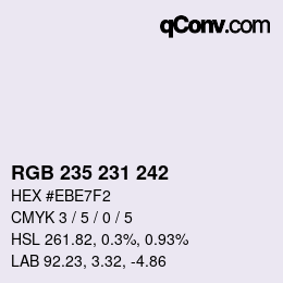 Color code: RGB 235 231 242 | qconv.com