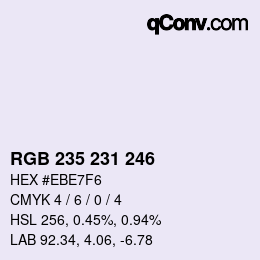 Color code: RGB 235 231 246 | qconv.com