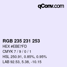 カラーコード: RGB 235 231 253 | qconv.com