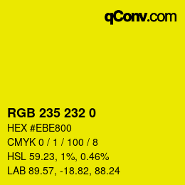 Color code: RGB 235 232 0 | qconv.com