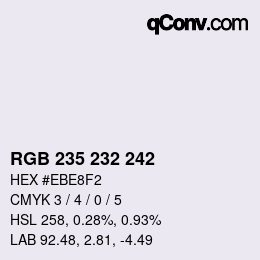 Código de color: RGB 235 232 242 | qconv.com