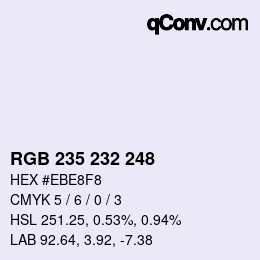 Color code: RGB 235 232 248 | qconv.com