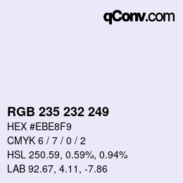 Color code: RGB 235 232 249 | qconv.com