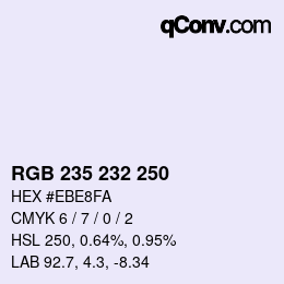 カラーコード: RGB 235 232 250 | qconv.com