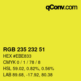 Color code: RGB 235 232 51 | qconv.com