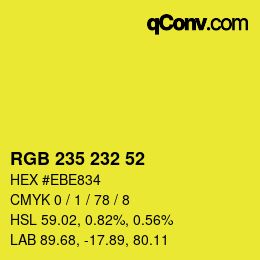 Color code: RGB 235 232 52 | qconv.com
