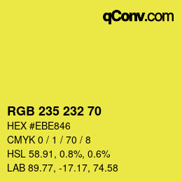 Color code: RGB 235 232 70 | qconv.com