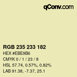 Color code: RGB 235 233 182 | qconv.com