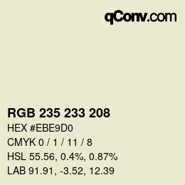 Color code: RGB 235 233 208 | qconv.com