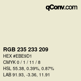 颜色代码: RGB 235 233 209 | qconv.com