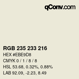 Color code: RGB 235 233 216 | qconv.com