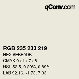 Color code: RGB 235 233 219 | qconv.com