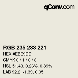 Color code: RGB 235 233 221 | qconv.com