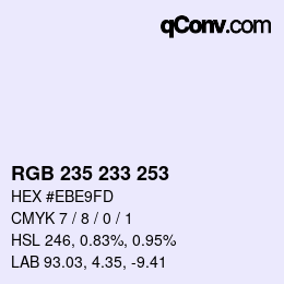 Color code: RGB 235 233 253 | qconv.com