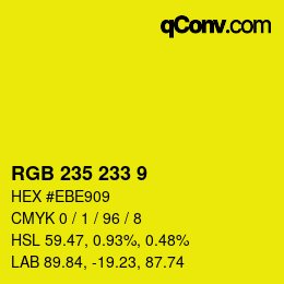 Color code: RGB 235 233 9 | qconv.com