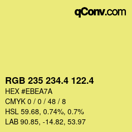カラーコード: RGB 235 234.4 122.4 | qconv.com