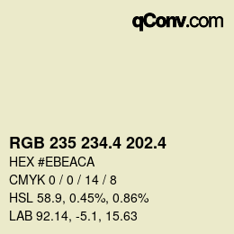 カラーコード: RGB 235 234.4 202.4 | qconv.com