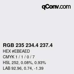 カラーコード: RGB 235 234.4 237.4 | qconv.com
