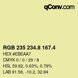 カラーコード: RGB 235 234.8 167.4 | qconv.com