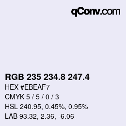 カラーコード: RGB 235 234.8 247.4 | qconv.com