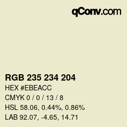 Código de color: RGB 235 234 204 | qconv.com