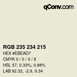 Código de color: RGB 235 234 215 | qconv.com