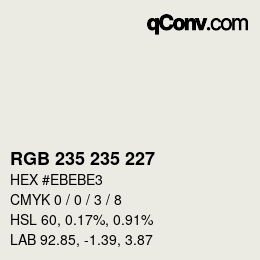 Código de color: RGB 235 235 227 | qconv.com