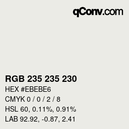 Farbcode: RGB 235 235 230 | qconv.com