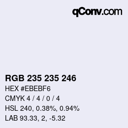 Color code: RGB 235 235 246 | qconv.com