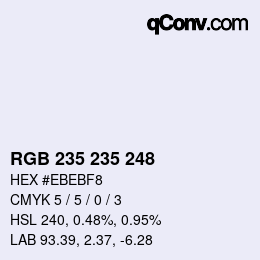 Color code: RGB 235 235 248 | qconv.com