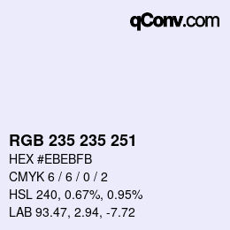 Color code: RGB 235 235 251 | qconv.com