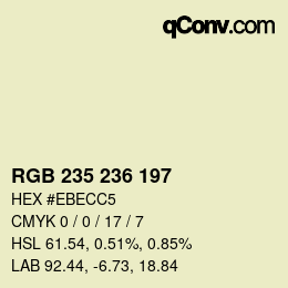 カラーコード: RGB 235 236 197 | qconv.com