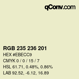 カラーコード: RGB 235 236 201 | qconv.com
