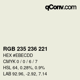 カラーコード: RGB 235 236 221 | qconv.com