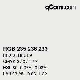 Color code: RGB 235 236 233 | qconv.com