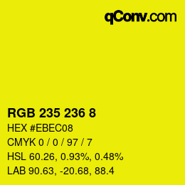 カラーコード: RGB 235 236 8 | qconv.com