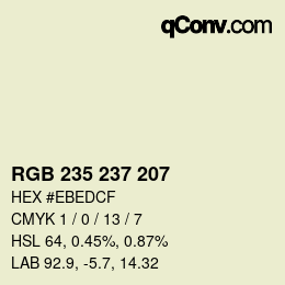 Código de color: RGB 235 237 207 | qconv.com