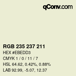 颜色代码: RGB 235 237 211 | qconv.com