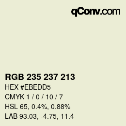 Color code: RGB 235 237 213 | qconv.com