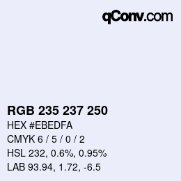 Color code: RGB 235 237 250 | qconv.com