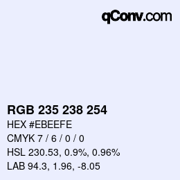 Código de color: RGB 235 238 254 | qconv.com