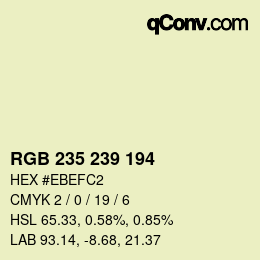 Código de color: RGB 235 239 194 | qconv.com