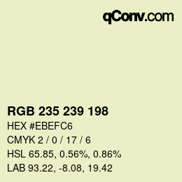 Farbcode: RGB 235 239 198 | qconv.com