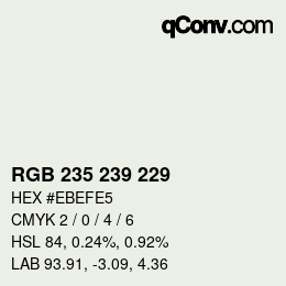 カラーコード: RGB 235 239 229 | qconv.com