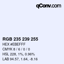 Color code: RGB 235 239 255 | qconv.com