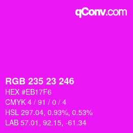 カラーコード: RGB 235 23 246 | qconv.com