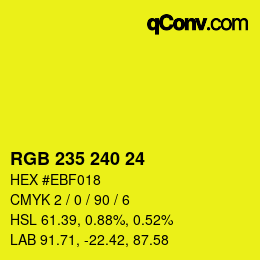 Color code: RGB 235 240 24 | qconv.com